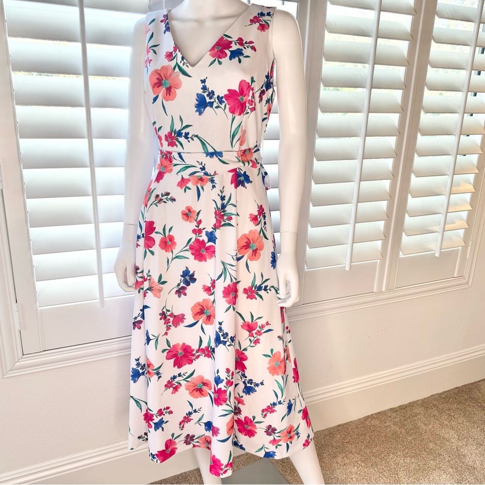 Calvin Klein Floral Midi Dress - Pink and Blue